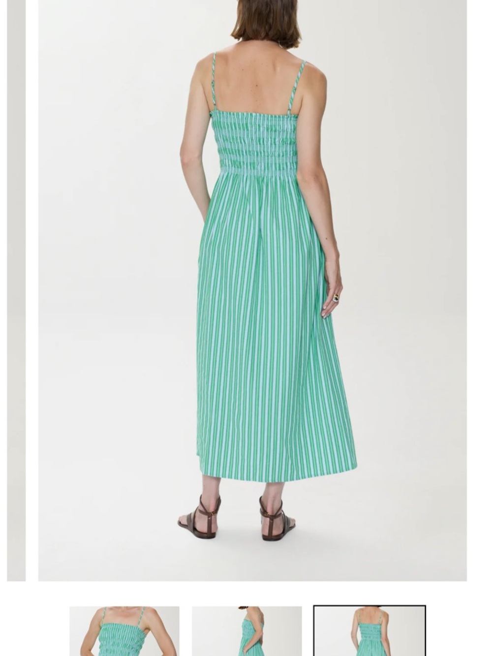 pistola Mint Green Striped Smocked Midi Dress - Picture 3 of 3